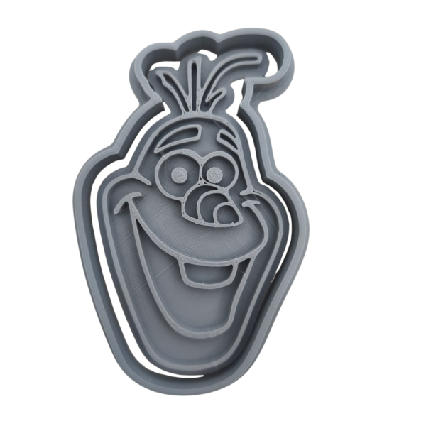 Cortador de bolacha com formato do Olaf do filme Frozen, medindo 12x8 cm