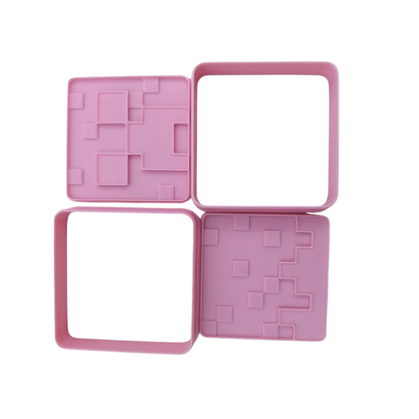 Cortadores quadrados com textura de blocos inspirados no Minecraft, tamanho 7x7 cm