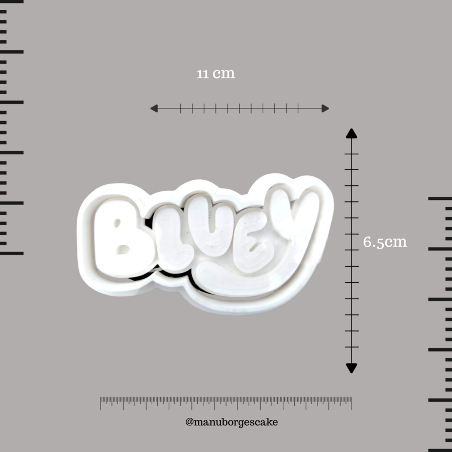 Cortador de bolacha com o nome Bluey para decoração de doces personalizados
