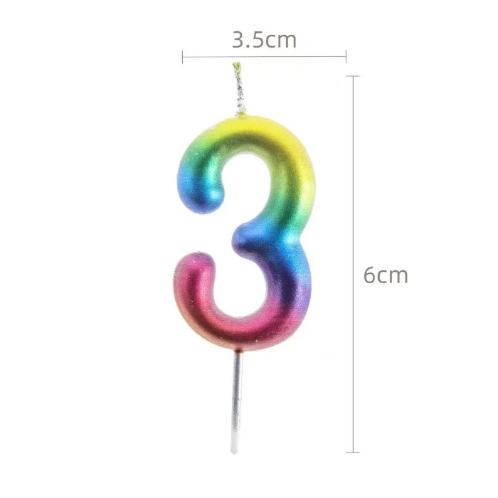 Velas Aniversário Números rainbow 3