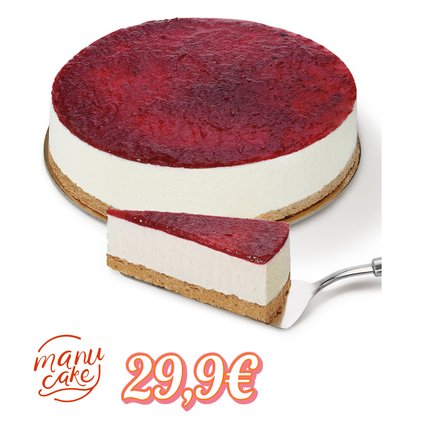 Base de Bolacha, nata, queijo creme e leite condensado, coberto com doce de framboesa 