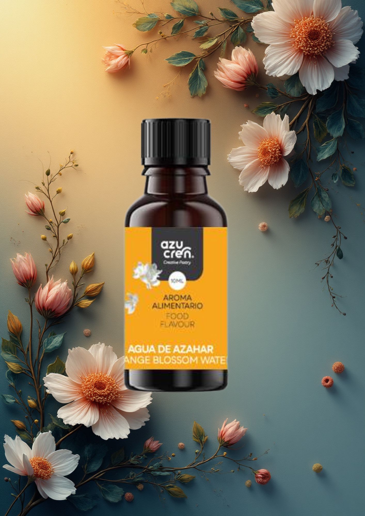 Água de Flor de Laranjeira 10 ml Água de flor de laranjeira 10 ml para confeitaria e pastelaria.