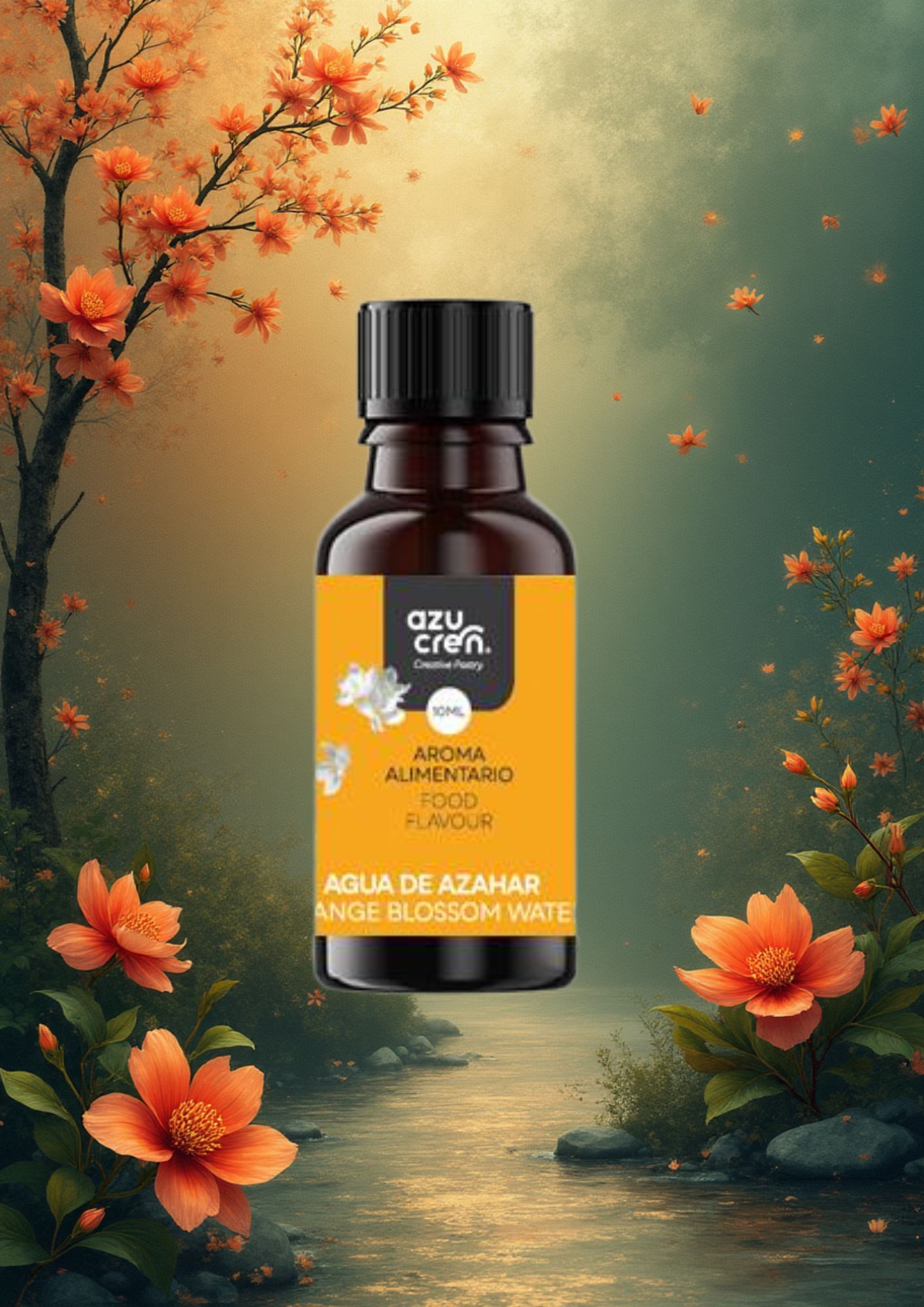 Água de Flor de Laranjeira 10 ml Água de flor de laranjeira 10 ml para confeitaria e pastelaria.